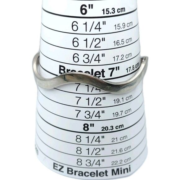 Solid Sterling Silver 925 Smooth Polished Wave Cuff Bangle Hinge Bracelet 20g - Picture 14 of 16